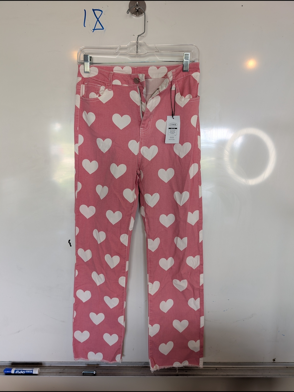 Cider Pink Heart Print Straight Leg Pants